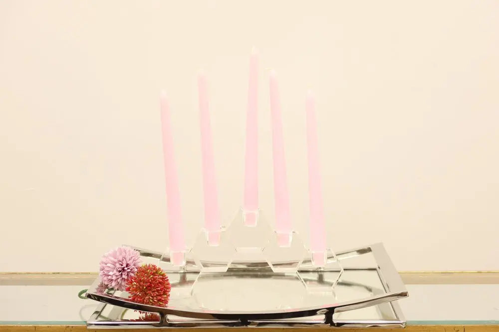 5" Clear Crystal Geometric Tabletop Candelabra Candle Holder - NOBLE HOME INTERIORS