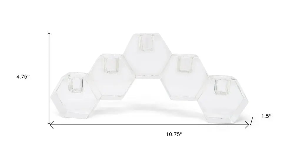 5" Clear Crystal Geometric Tabletop Candelabra Candle Holder - NOBLE HOME INTERIORS