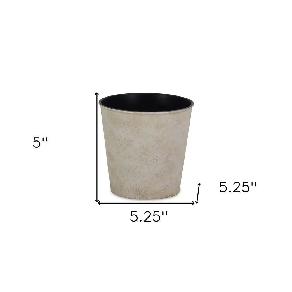 5" Cream Recycled Plastic Indoor Outdoor Round Pot Planter - NOBLE HOME INTERIORS