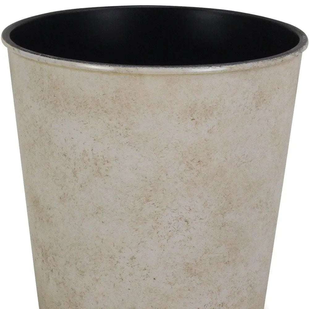 5" Cream Recycled Plastic Indoor Outdoor Round Pot Planter - NOBLE HOME INTERIORS