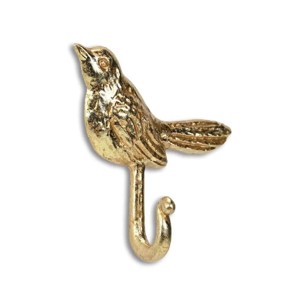 5" Gold Cast Iron Bird Wall Hook - NOBLE HOME INTERIORS
