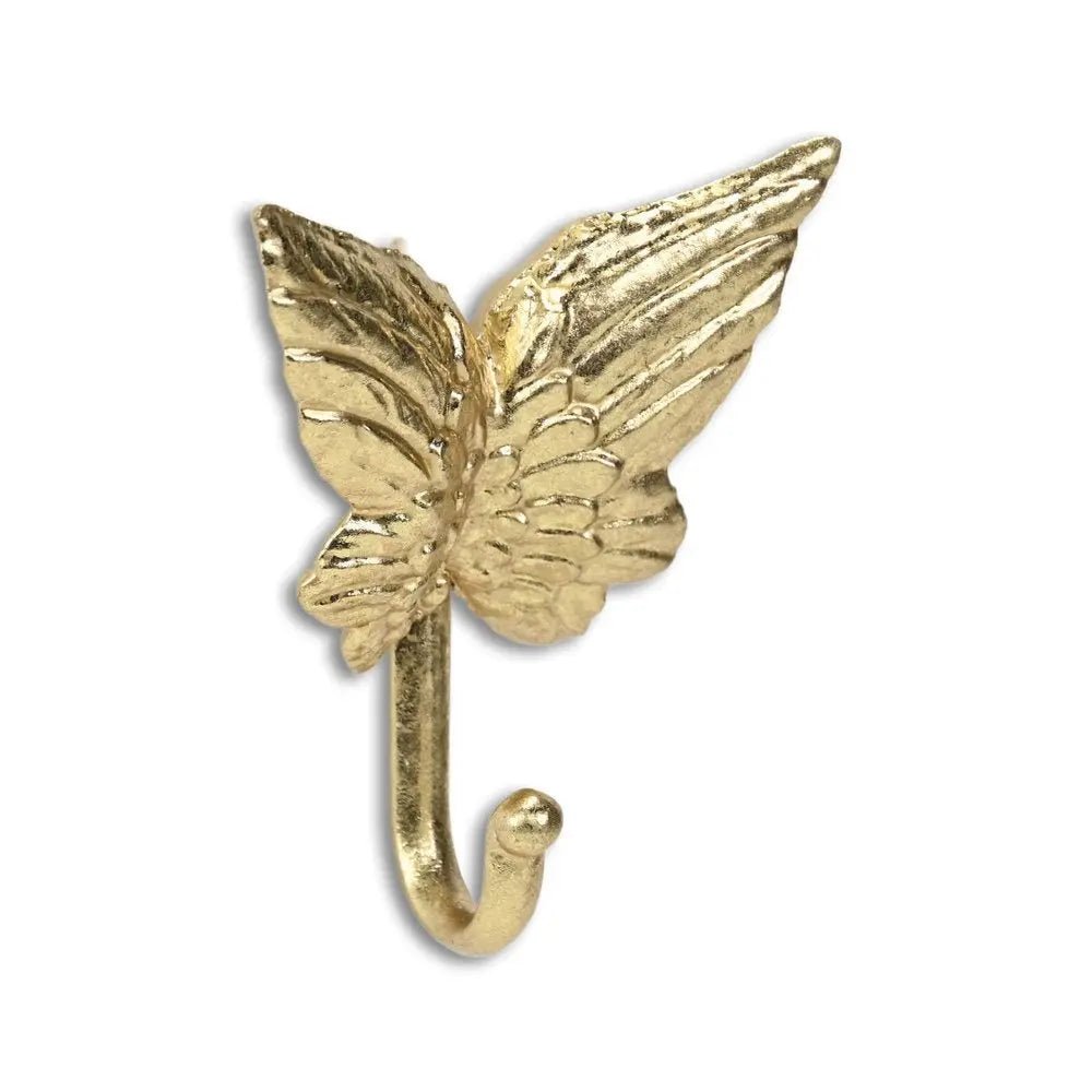 5" Gold Cast Iron Butterfly Wall Hook - NOBLE HOME INTERIORS