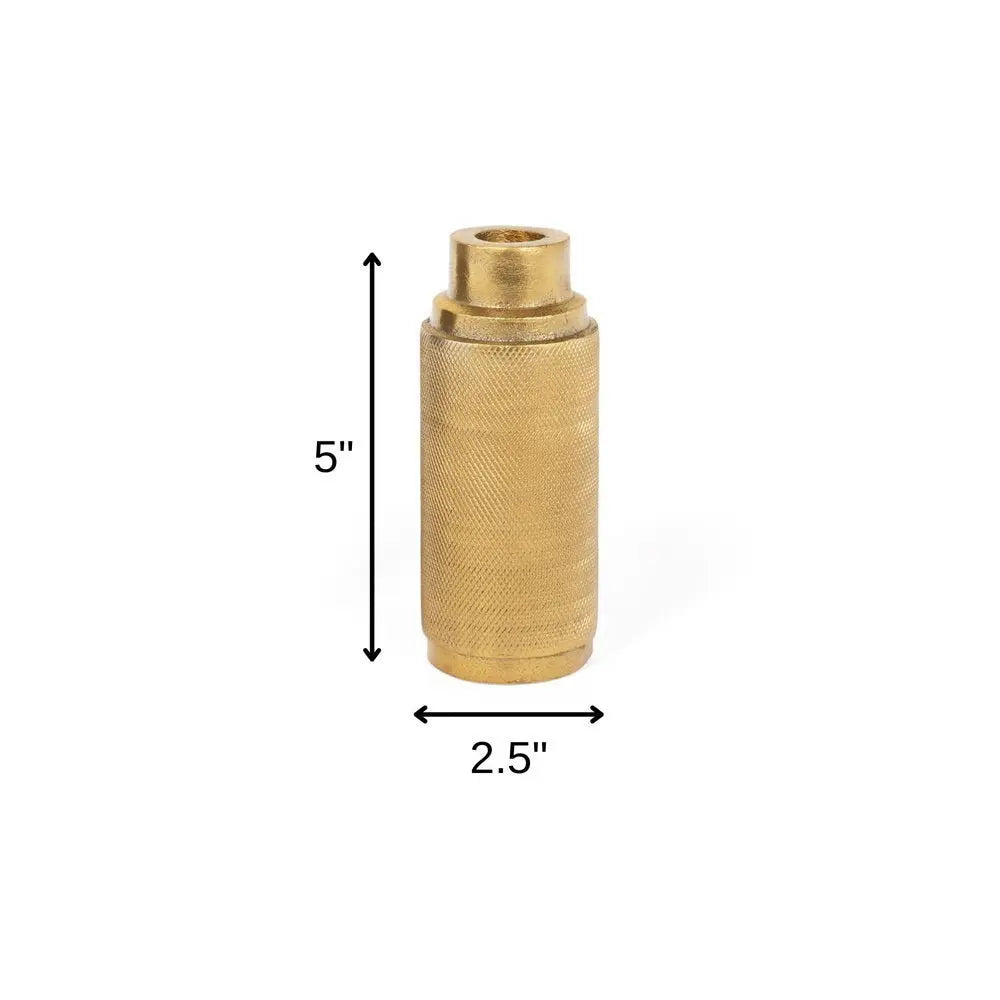 5" Gold Distressed Aluminum Tabletop Taper Candle Holder - NOBLE HOME INTERIORS