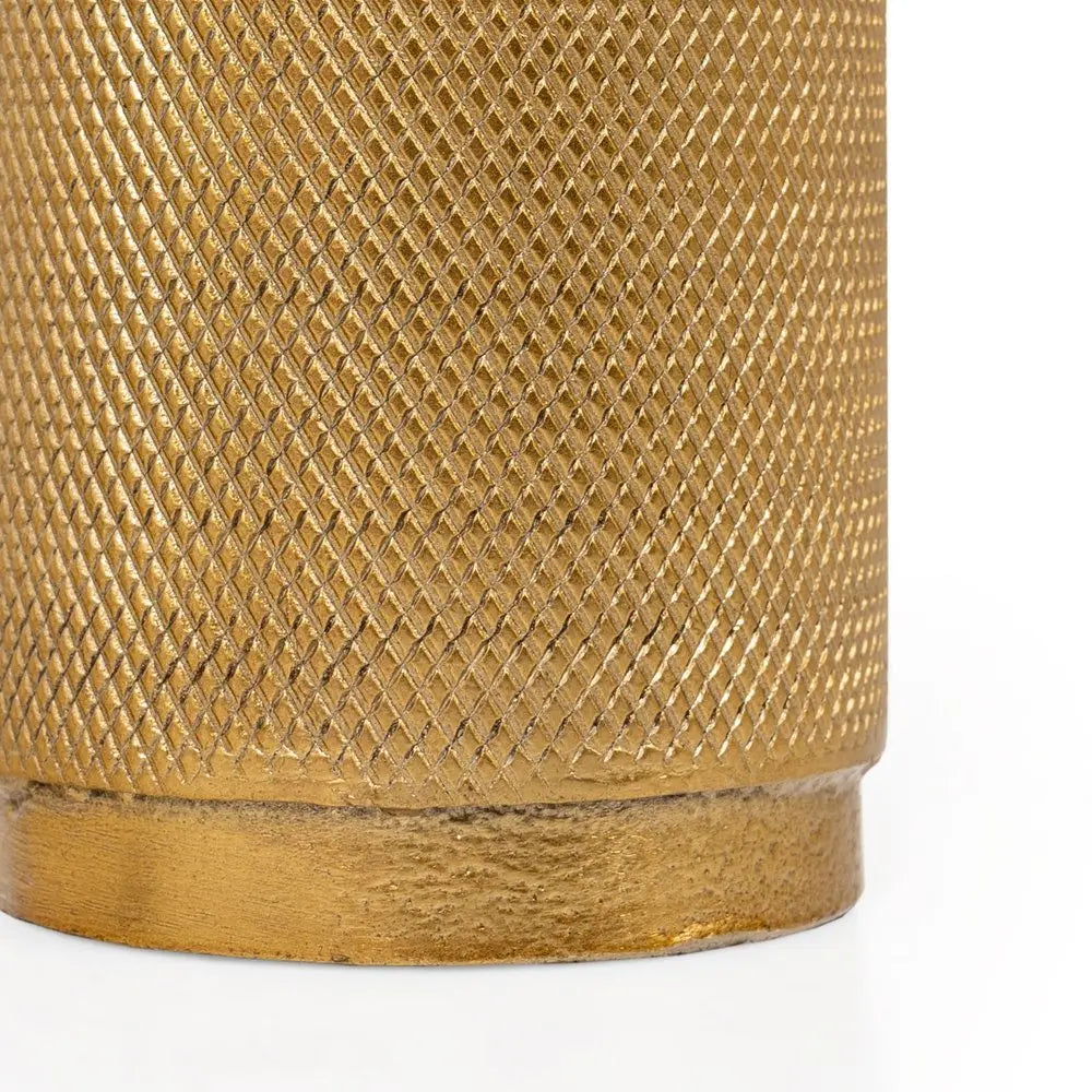 5" Gold Distressed Aluminum Tabletop Taper Candle Holder - NOBLE HOME INTERIORS