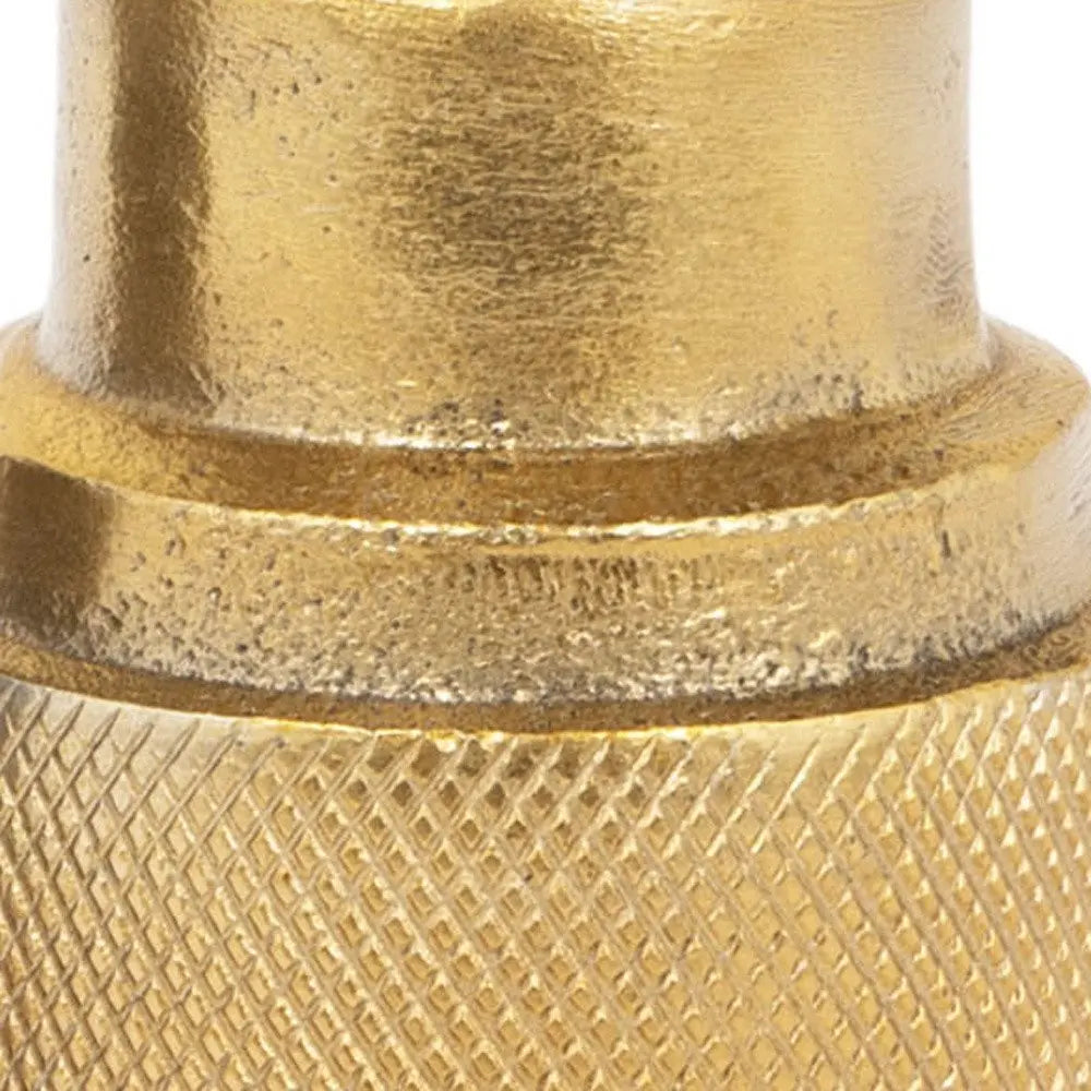 5" Gold Distressed Aluminum Tabletop Taper Candle Holder - NOBLE HOME INTERIORS