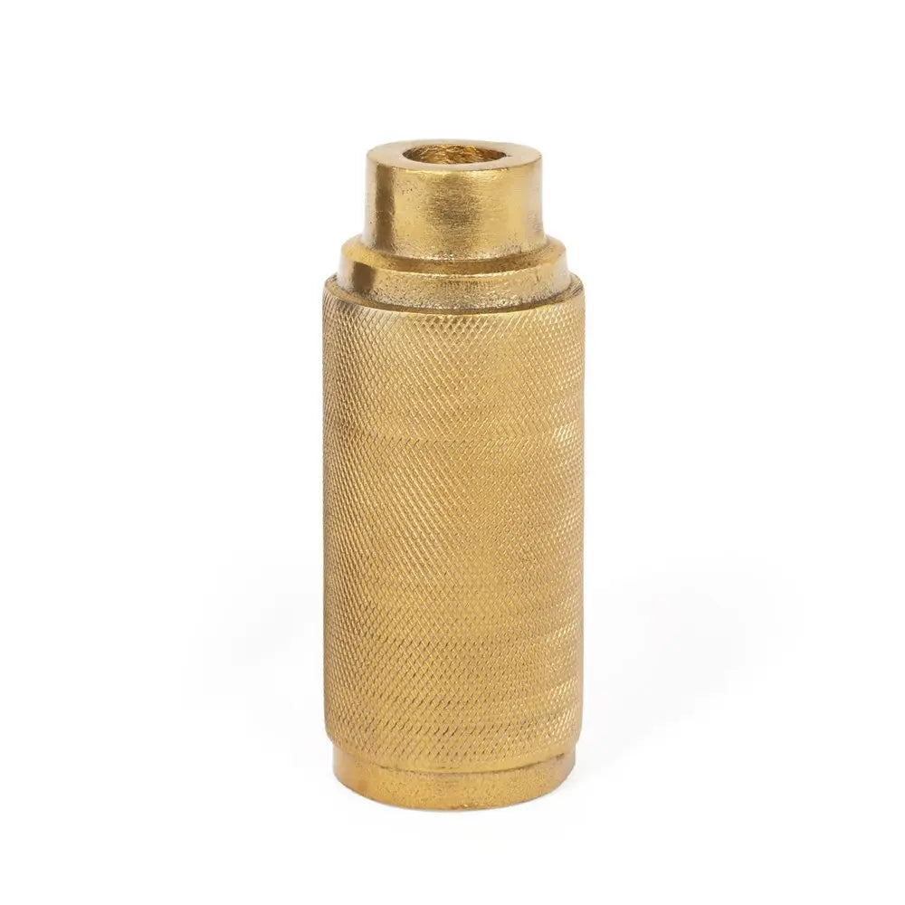 5" Gold Distressed Aluminum Tabletop Taper Candle Holder - NOBLE HOME INTERIORS