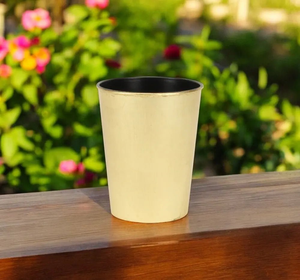 5" Gold Recycled Plastic Indoor Outdoor Round Pot Planter - NOBLE HOME INTERIORS