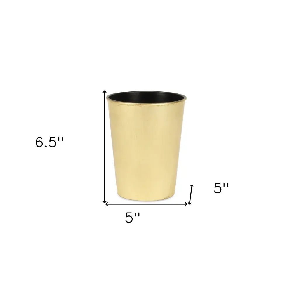 5" Gold Recycled Plastic Indoor Outdoor Round Pot Planter - NOBLE HOME INTERIORS