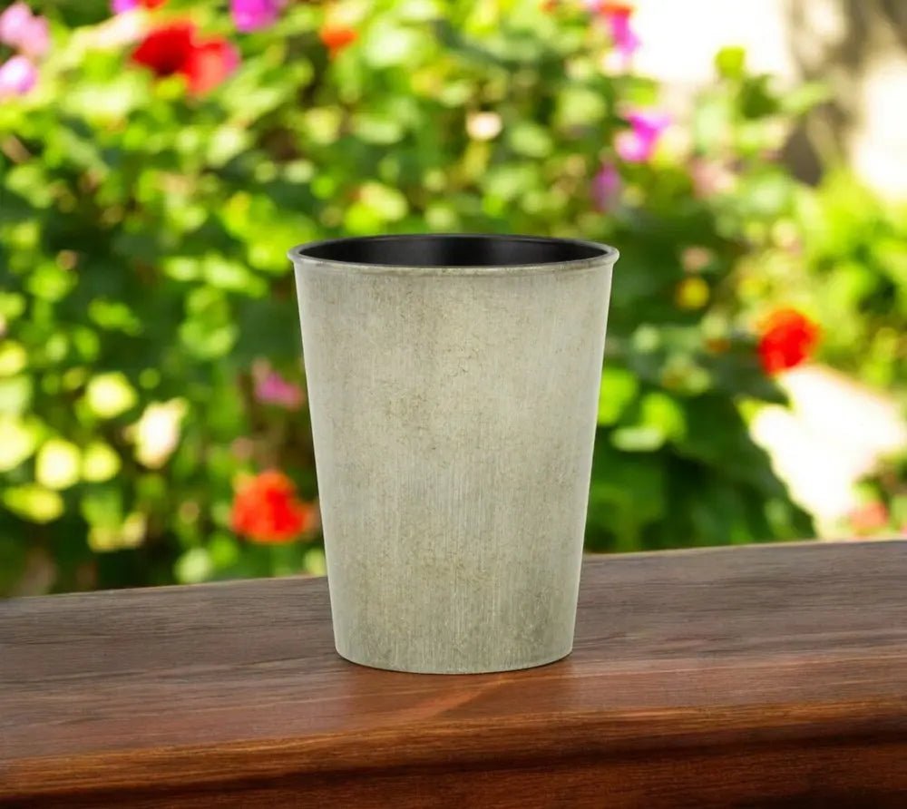 5" Gray Recycled Plastic Indoor Outdoor Round Pot Planter - NOBLE HOME INTERIORS