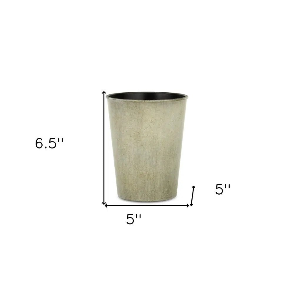 5" Gray Recycled Plastic Indoor Outdoor Round Pot Planter - NOBLE HOME INTERIORS