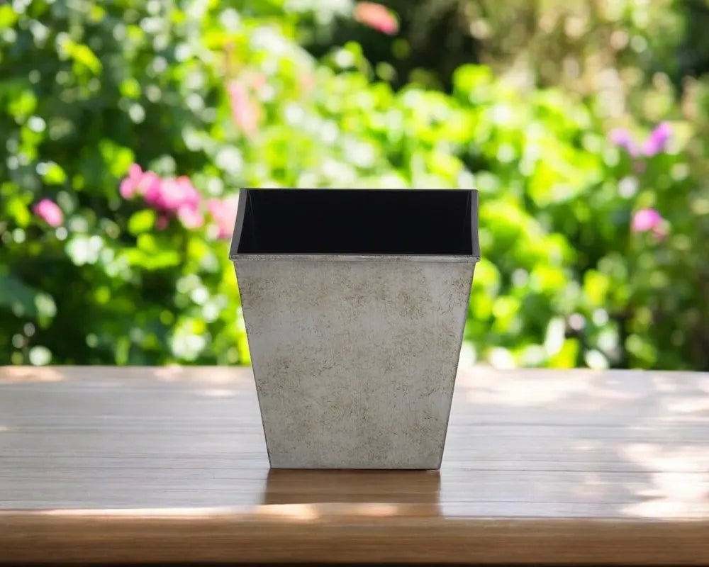 5" Gray Recycled Plastic Indoor Outdoor Square Pot Planter - NOBLE HOME INTERIORS