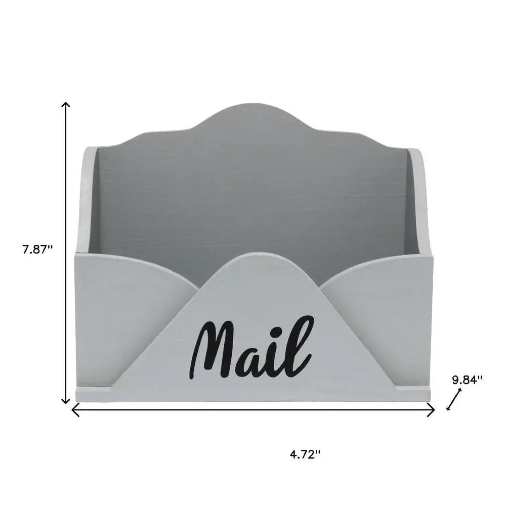 5" Gray Wood Desk Organizer - NOBLE HOME INTERIORS