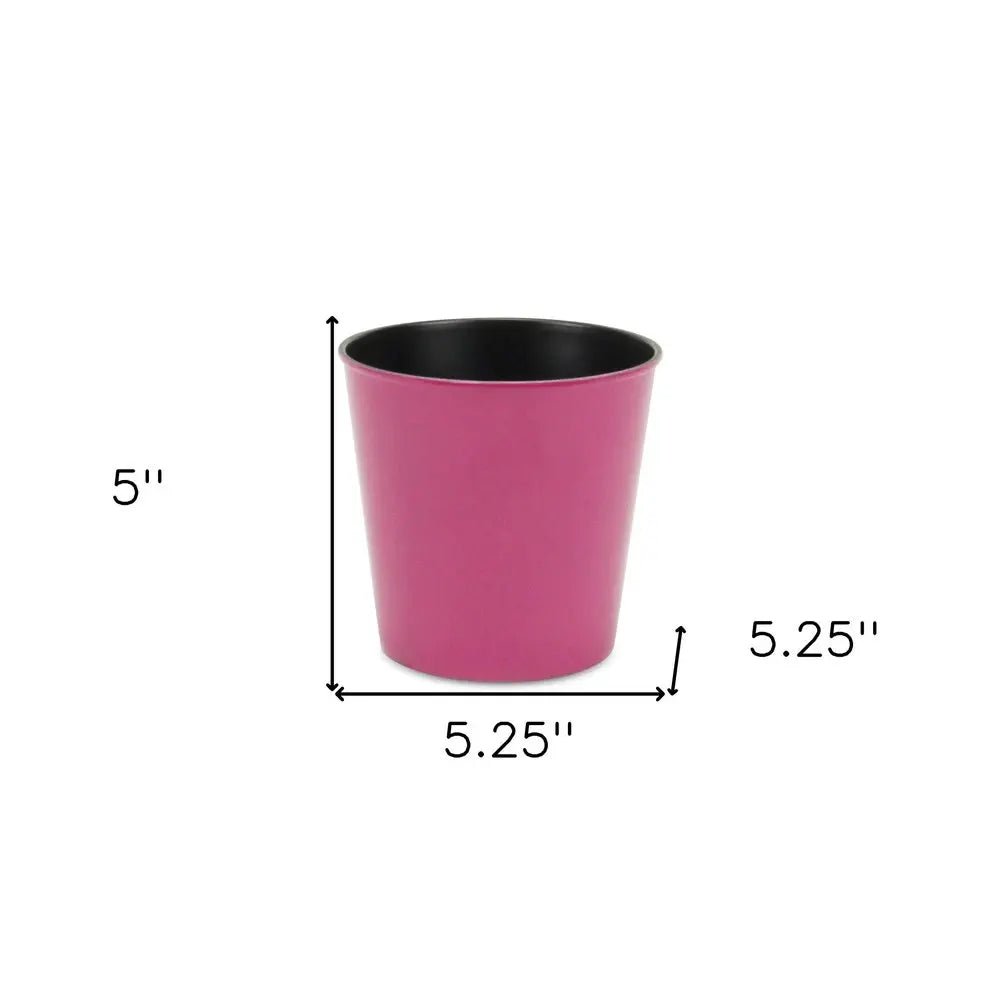 5" Hot Pink Recycled Plastic Indoor Outdoor Round Pot Planter HomeRoots