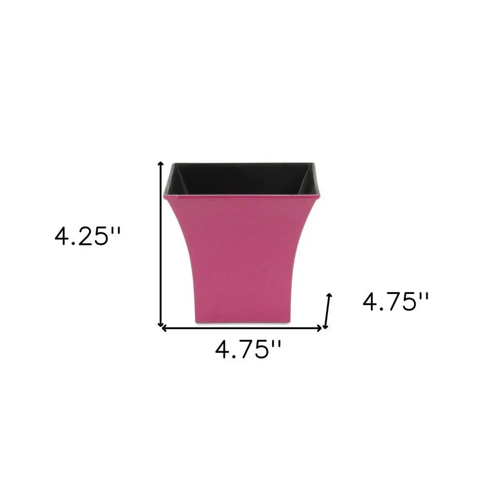 5" Hot Pink Recycled Plastic Indoor Outdoor Square Pot Planter HomeRoots