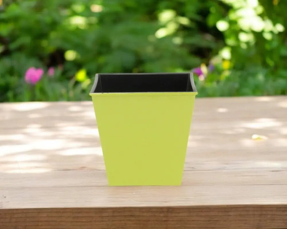 5" Lime Green Recycled Plastic Indoor Outdoor Square Pot Planter - NOBLE HOME INTERIORS
