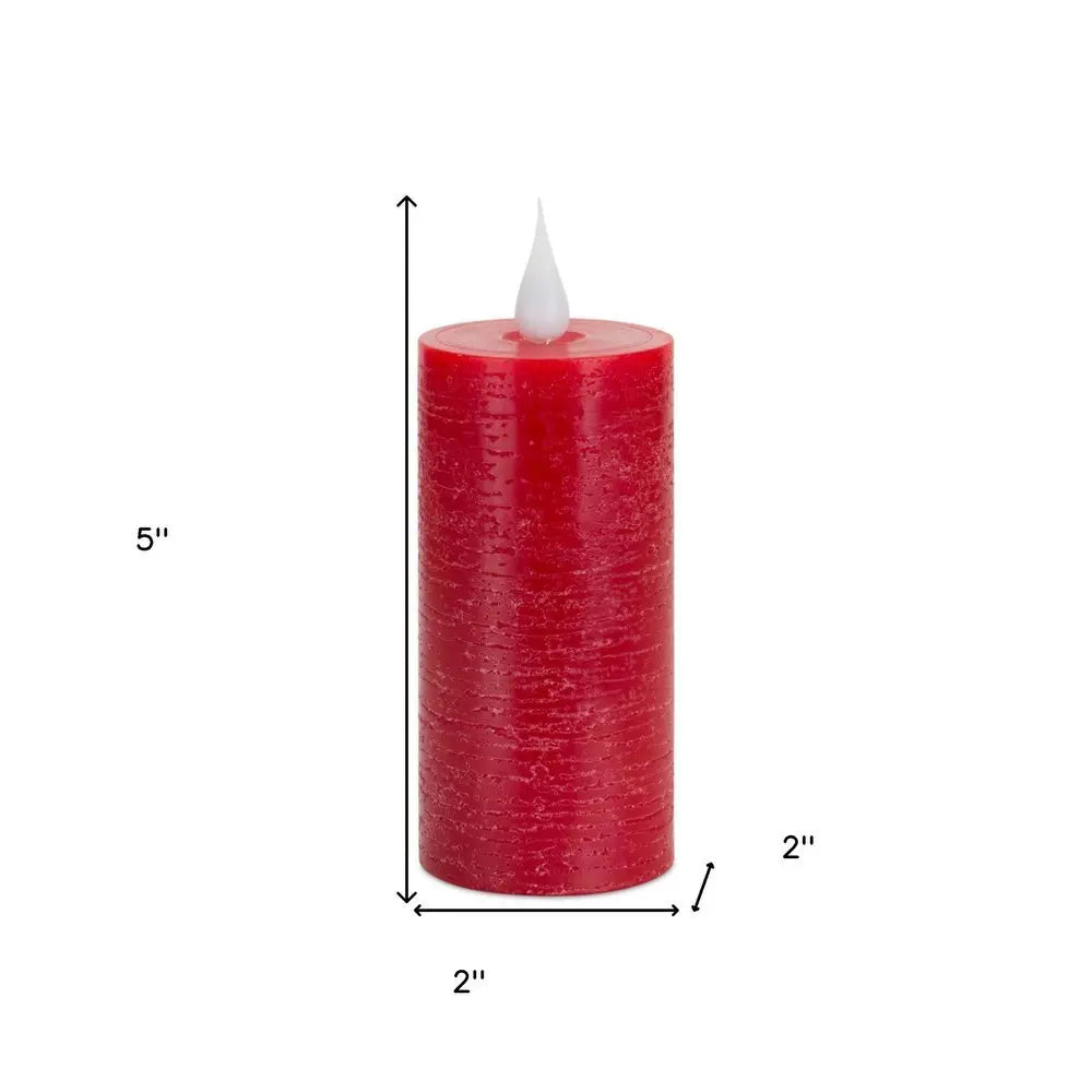 5" Red Flameless Pillar Candle - NOBLE HOME INTERIORS