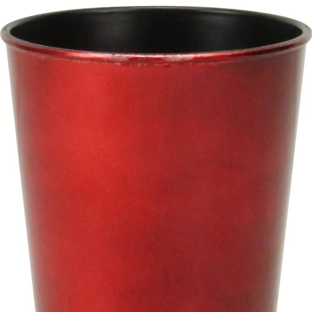 5" Red Recycled Plastic Indoor Outdoor Round Pot Planter - NOBLE HOME INTERIORS
