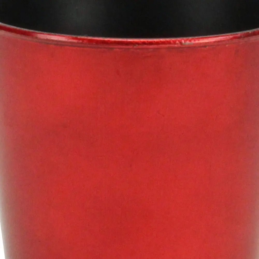 5" Red Recycled Plastic Indoor Outdoor Round Pot Planter - NOBLE HOME INTERIORS