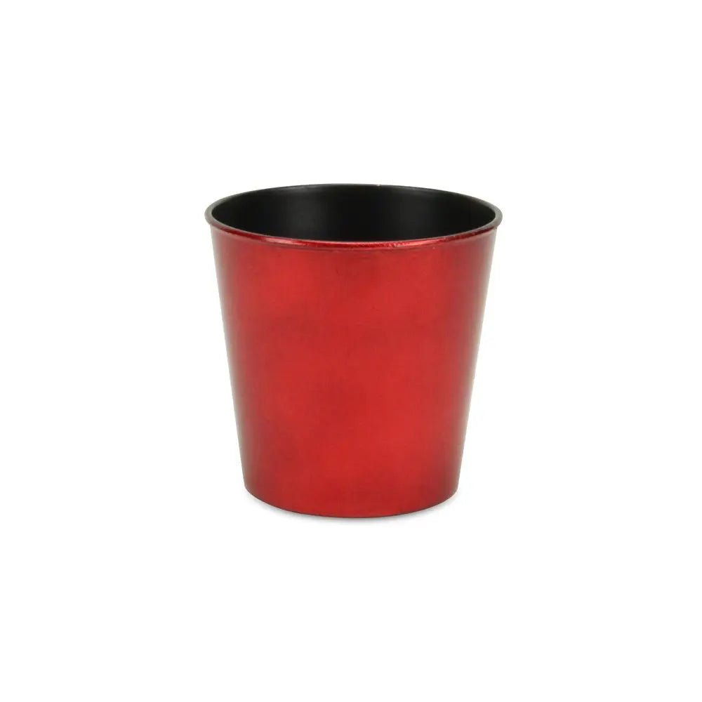 5" Red Recycled Plastic Indoor Outdoor Round Pot Planter - NOBLE HOME INTERIORS