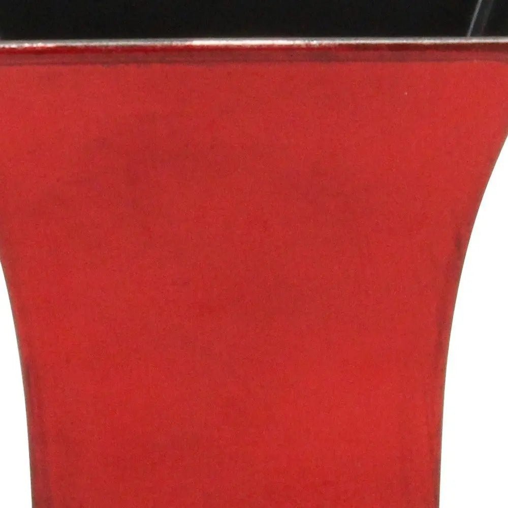 5" Red Recycled Plastic Indoor Outdoor Square Pot Planter HomeRoots