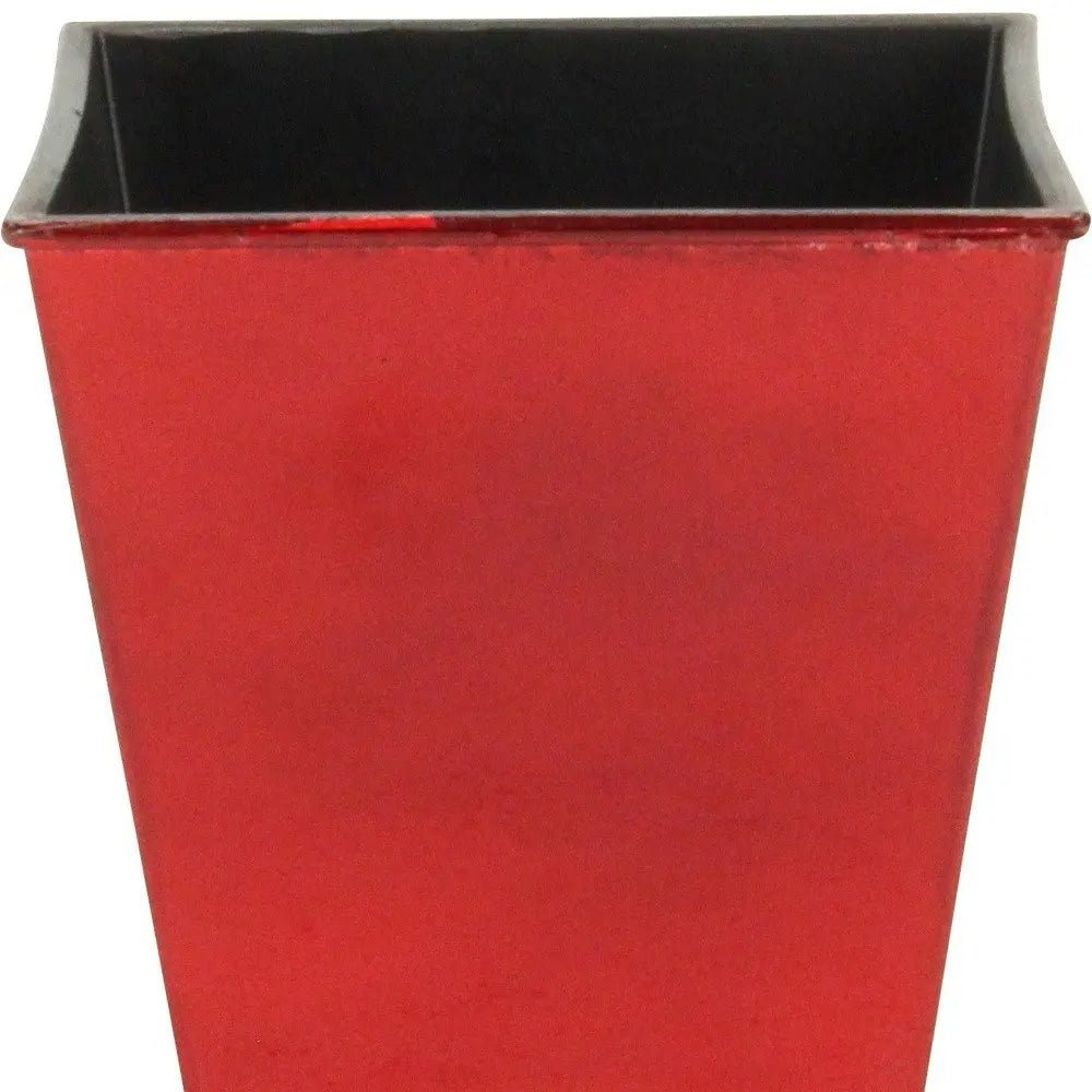 5" Red Recycled Plastic Indoor Outdoor Square Pot Planter - NOBLE HOME INTERIORS