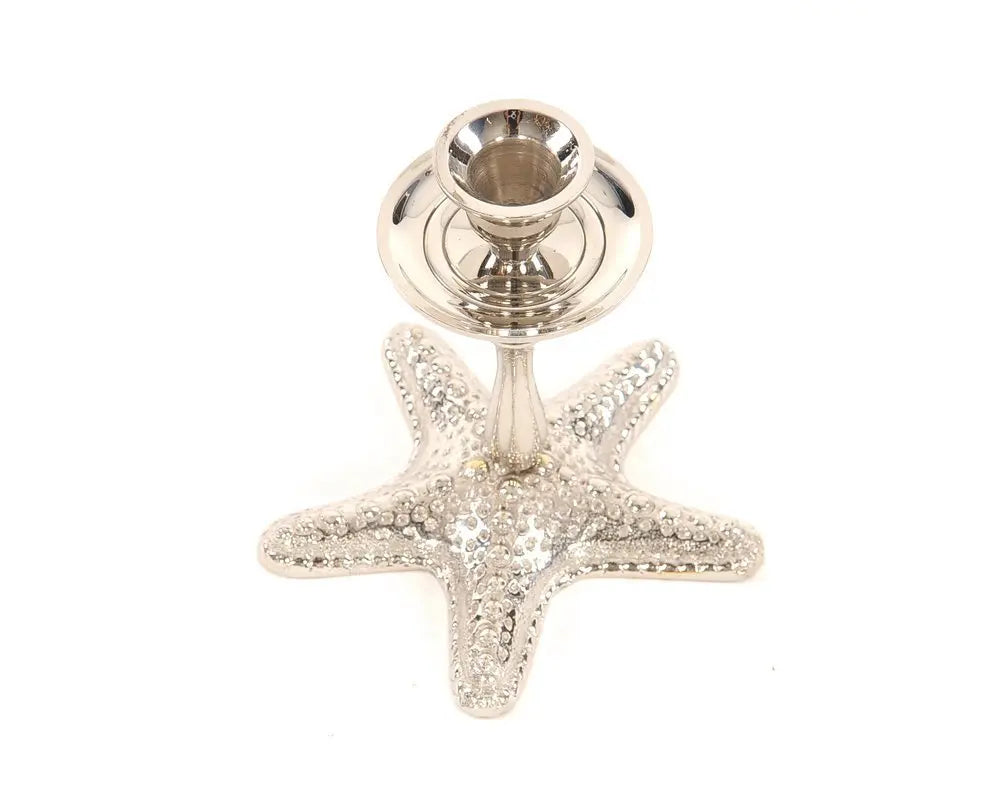 5" Silver Brass Starfish Tabletop Candle Holder - NOBLE HOME INTERIORS