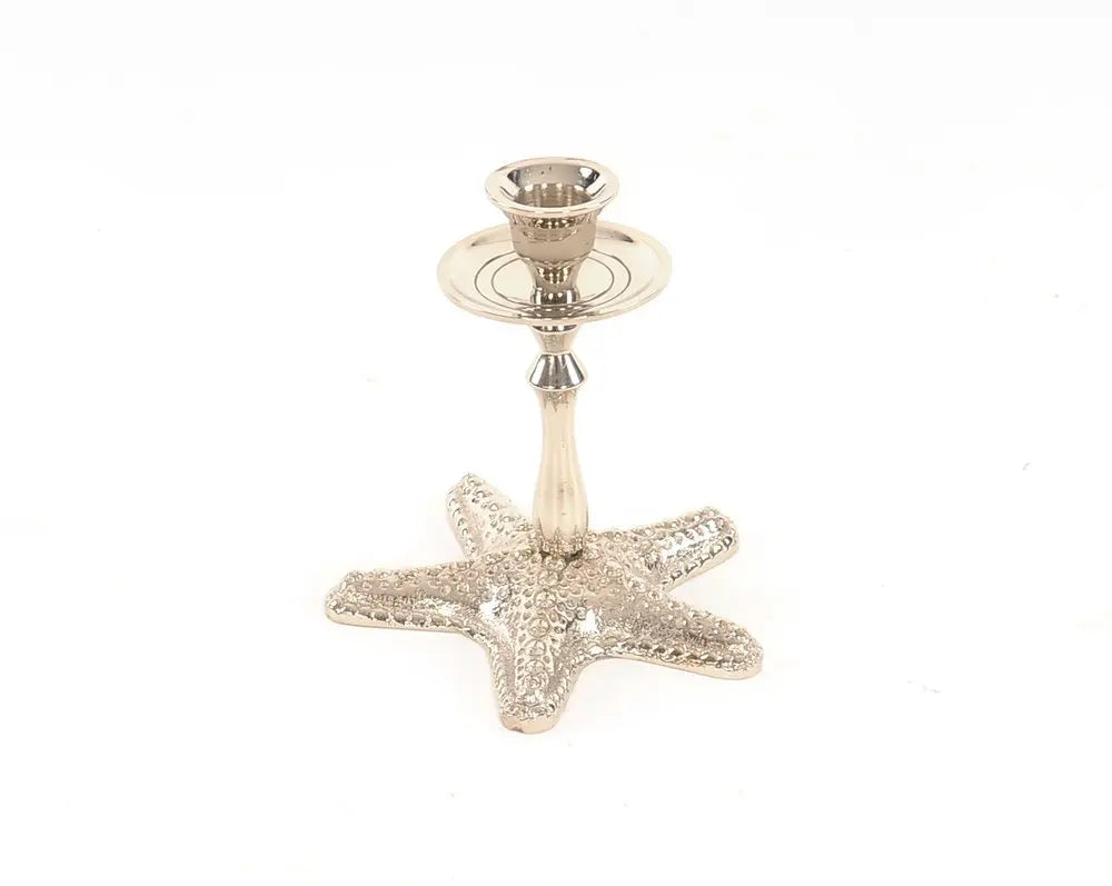 5" Silver Brass Starfish Tabletop Candle Holder - NOBLE HOME INTERIORS