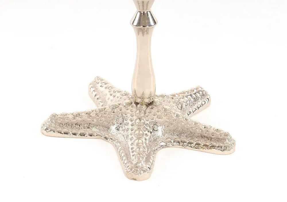 5" Silver Brass Starfish Tabletop Candle Holder - NOBLE HOME INTERIORS