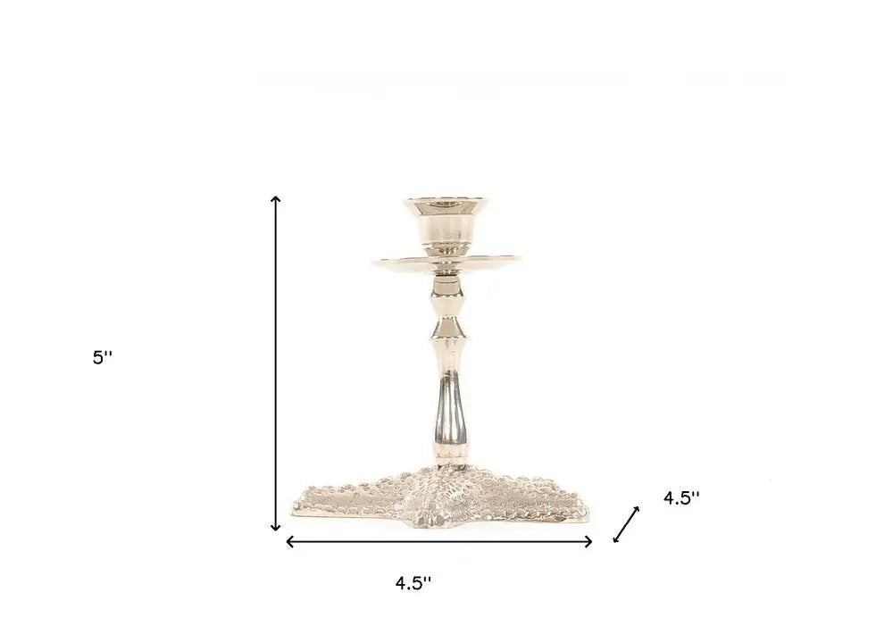 5" Silver Brass Starfish Tabletop Candle Holder - NOBLE HOME INTERIORS