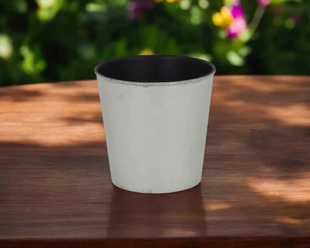 5" Silver Recycled Plastic Indoor Outdoor Round Pot Planter - NOBLE HOME INTERIORS