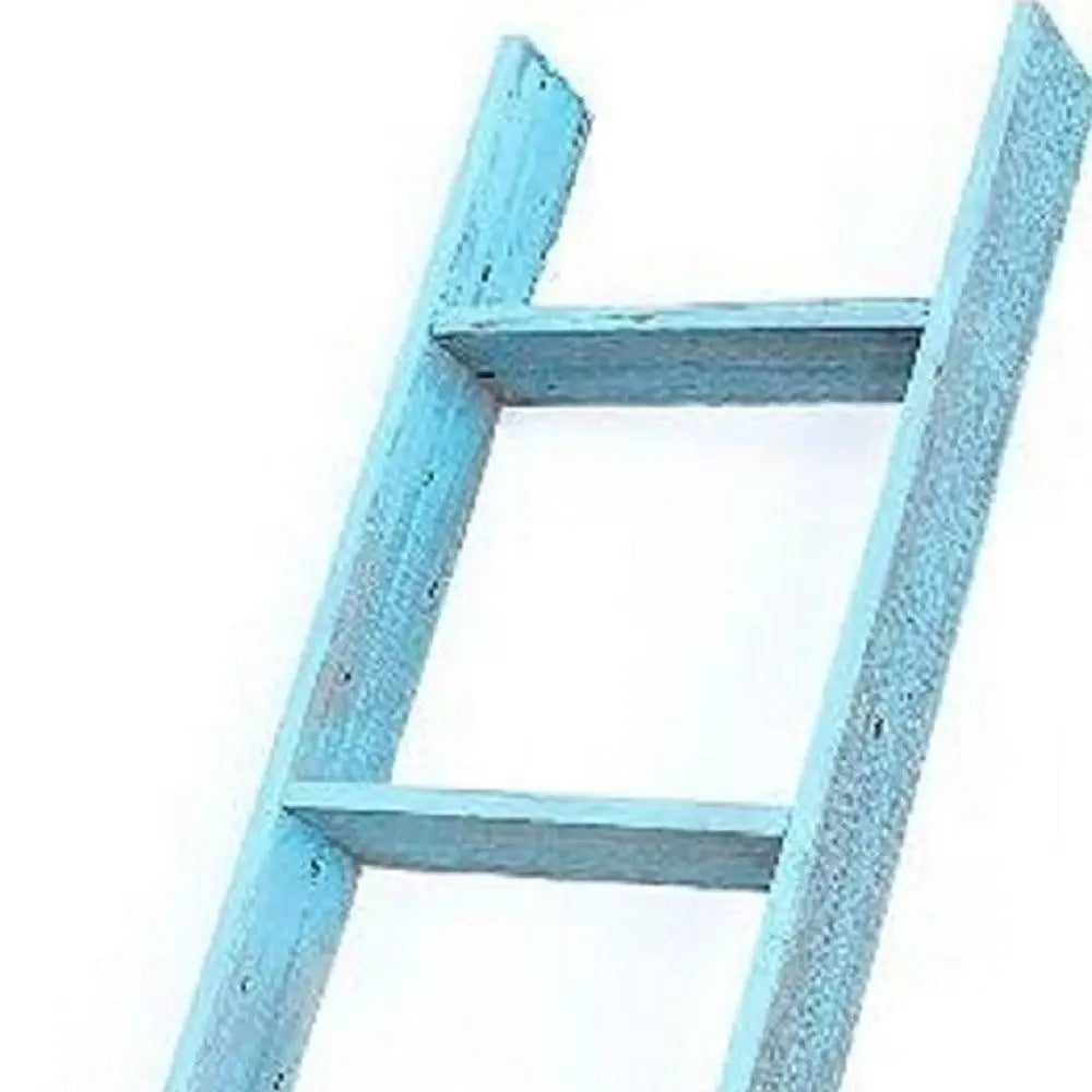 5 Step Rustic Turquoise Wood Ladder Shelf - NOBLE HOME INTERIORS