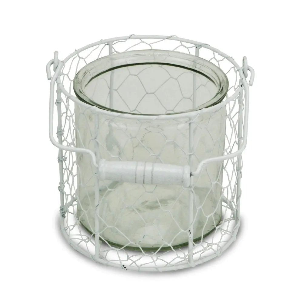 5" White Metal Tabletop Lantern Candle Holder HomeRoots