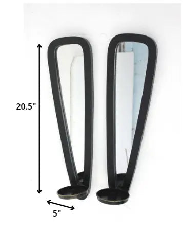 5 X 5.75 X 20.5 Black Wooden - Candle Holder Sconce Set - NOBLE HOME INTERIORS