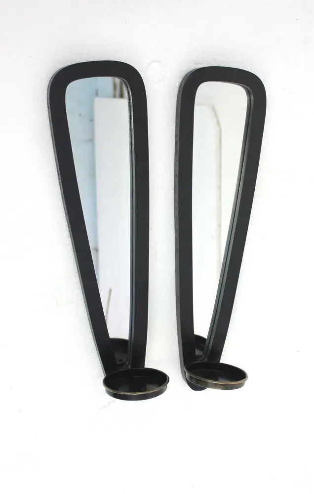 5 X 5.75 X 20.5 Black Wooden - Candle Holder Sconce Set - NOBLE HOME INTERIORS