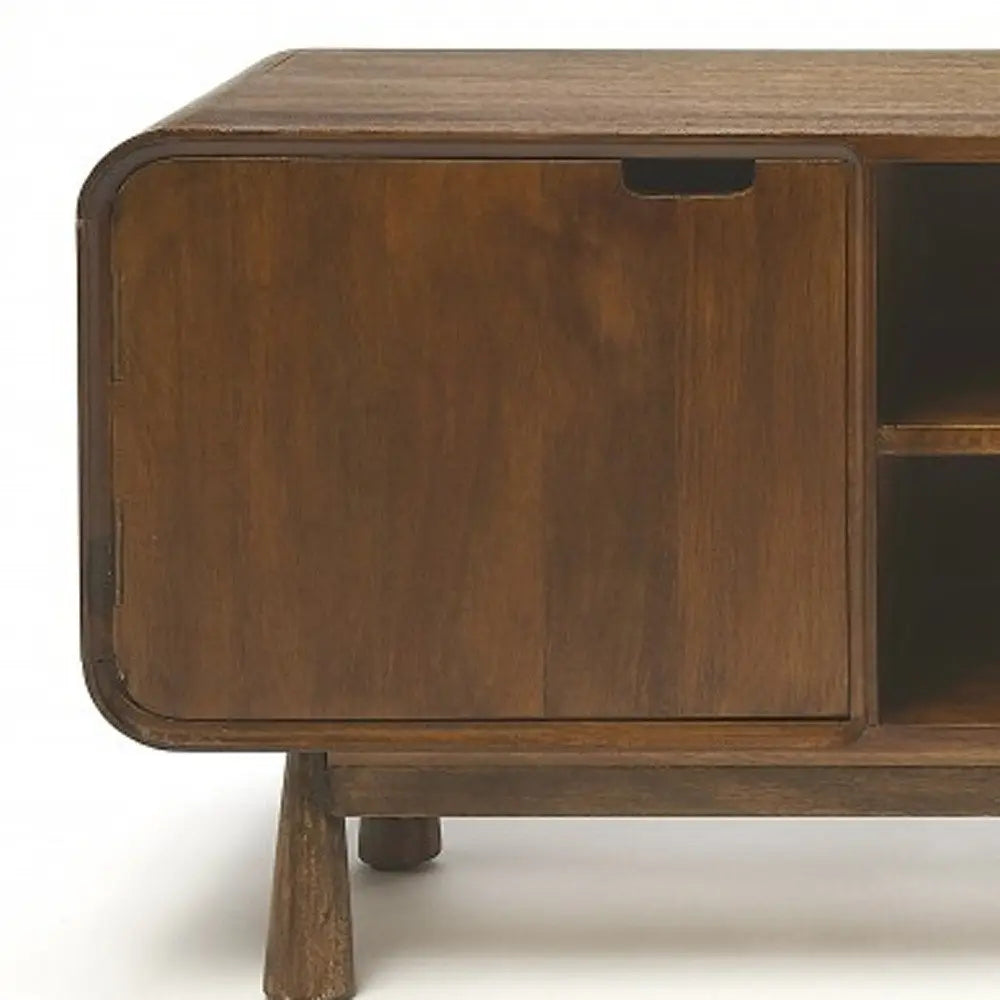 50" Brown Solid Wood Enclosed and Open Storage TV Stand - NOVA HOME FURNITURE