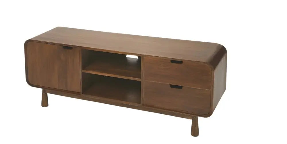 50" Brown Solid Wood Enclosed and Open Storage TV Stand - NOVA HOME FURNITURE