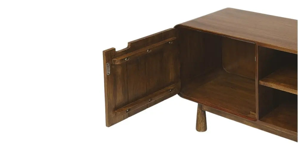 50" Brown Solid Wood Enclosed and Open Storage TV Stand - NOVA HOME FURNITURE