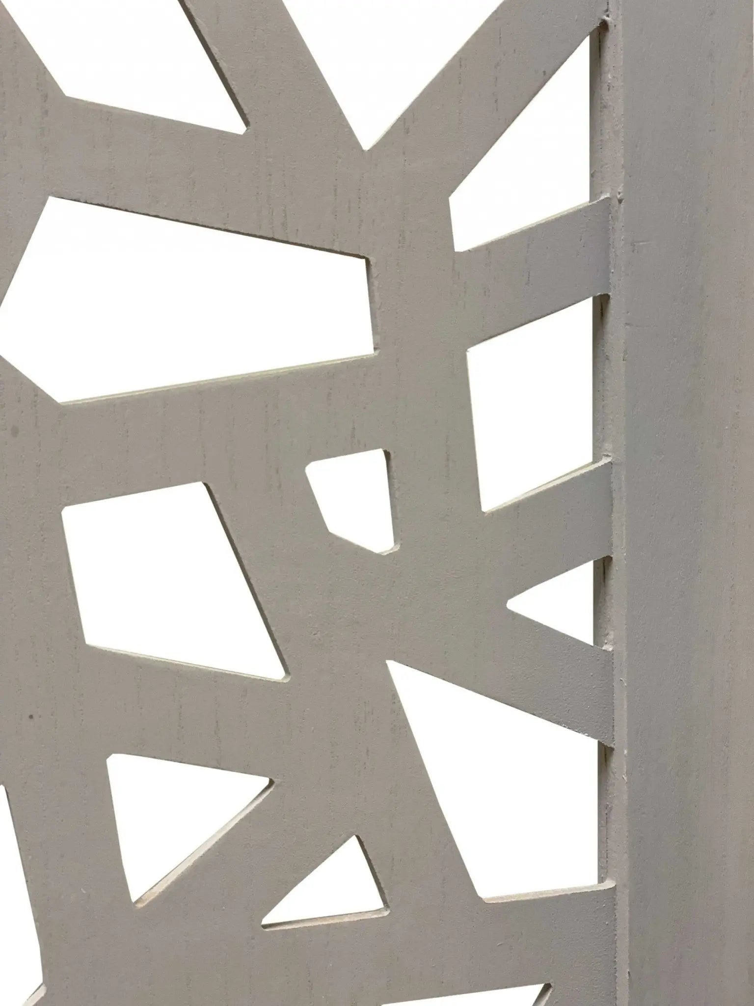 50" Gray Solid Wood Folding Three Panel Screen Room Divider - NOBLE HOME INTERIORS