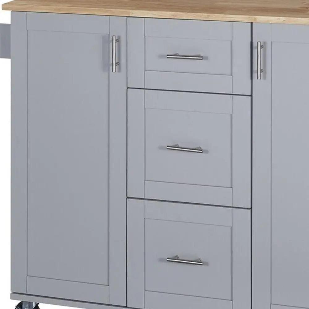 50" Gray Wood Barn Door Rolling Kitchen Island - NOVA HOME FURNITURE
