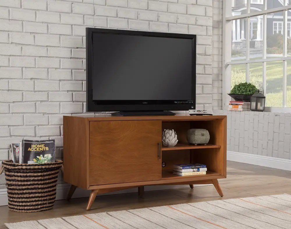 50" Mahogany Solid Wood Enclosed and Open Storage TV Stand - NOVA HOME FURNITURE