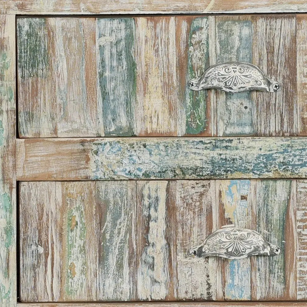 50" White Distressed Reclaimed Wood Open And Enclosed Storage Entertainment Center - NOVA HOME FURNITURE