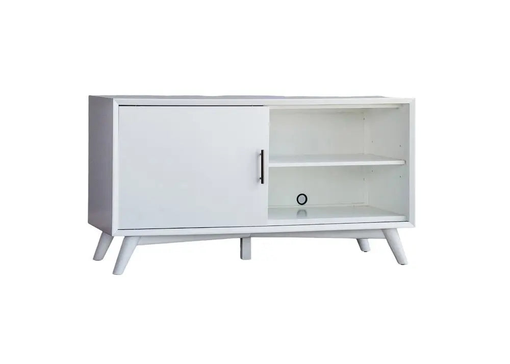 50" White Solid Wood Cabinet Enclosed Storage TV Stand - NOVA HOME FURNITURE