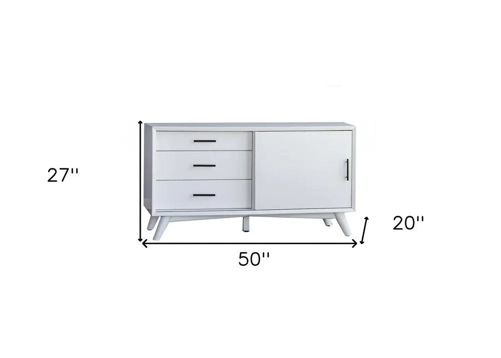 50" White Solid Wood Cabinet Enclosed Storage TV Stand - NOVA HOME FURNITURE