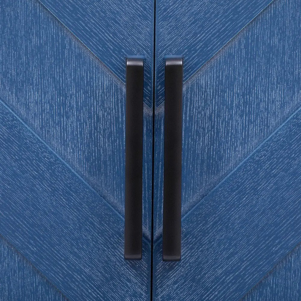 51" Blue Wood Barn Door Rolling Kitchen Island - NOVA HOME FURNITURE