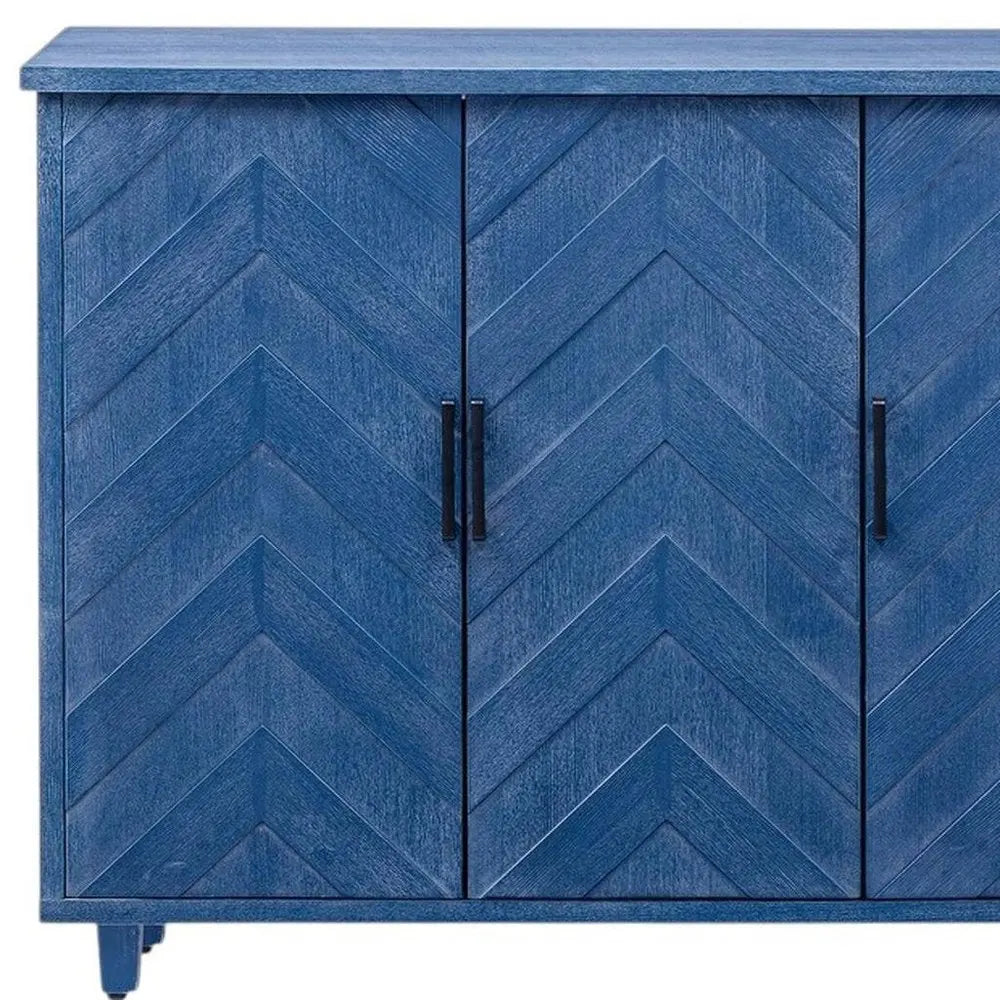 51" Blue Wood Barn Door Rolling Kitchen Island - NOVA HOME FURNITURE