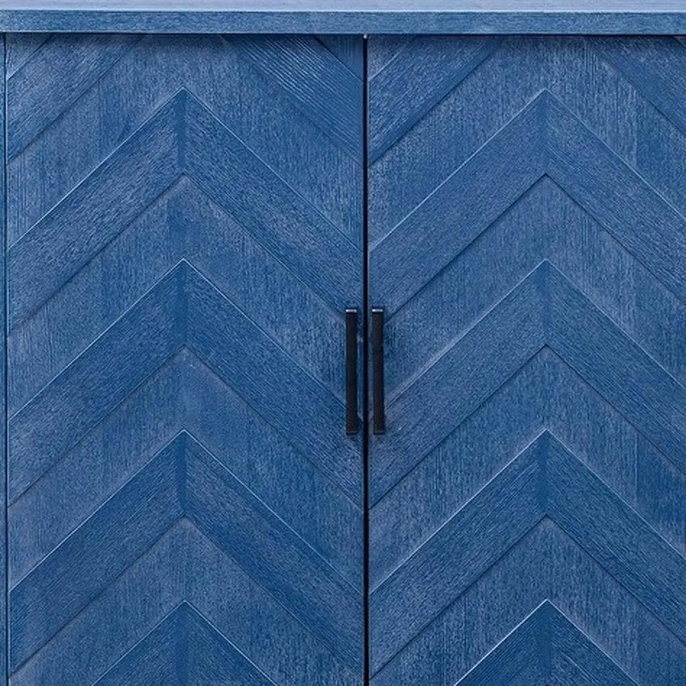 51" Blue Wood Barn Door Rolling Kitchen Island - NOVA HOME FURNITURE