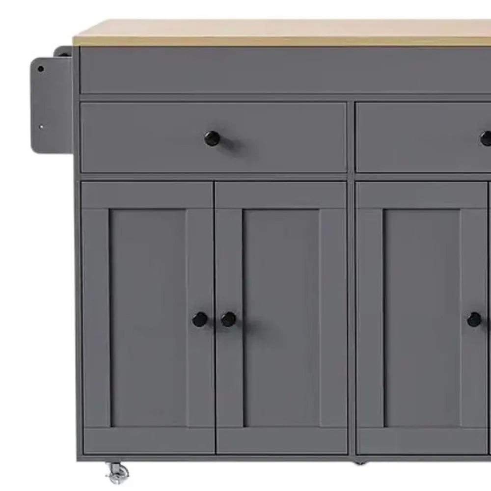 51" Gray Wood Barn Door Rolling Kitchen Island - NOVA HOME FURNITURE