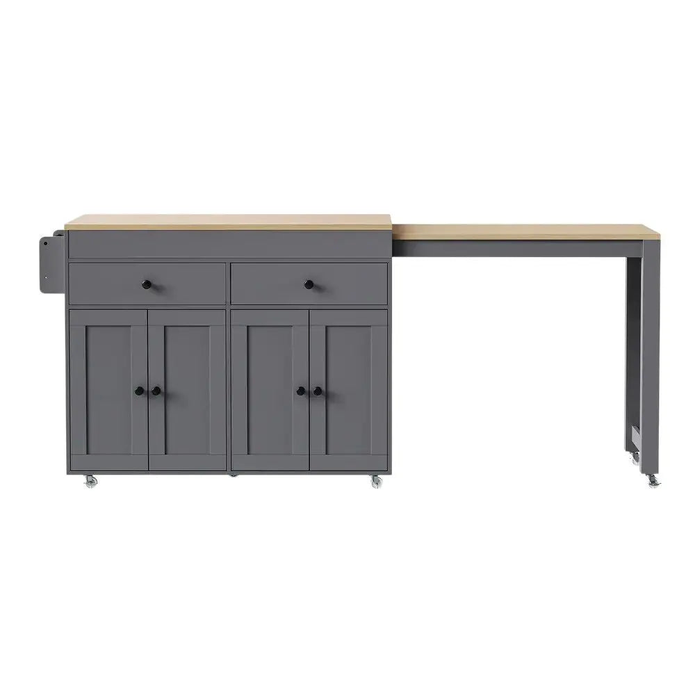 51" Gray Wood Barn Door Rolling Kitchen Island - NOVA HOME FURNITURE