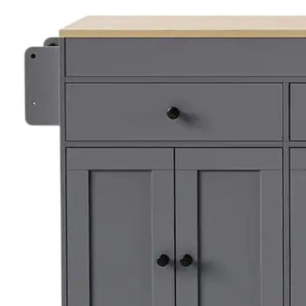 51" Gray Wood Barn Door Rolling Kitchen Island - NOVA HOME FURNITURE