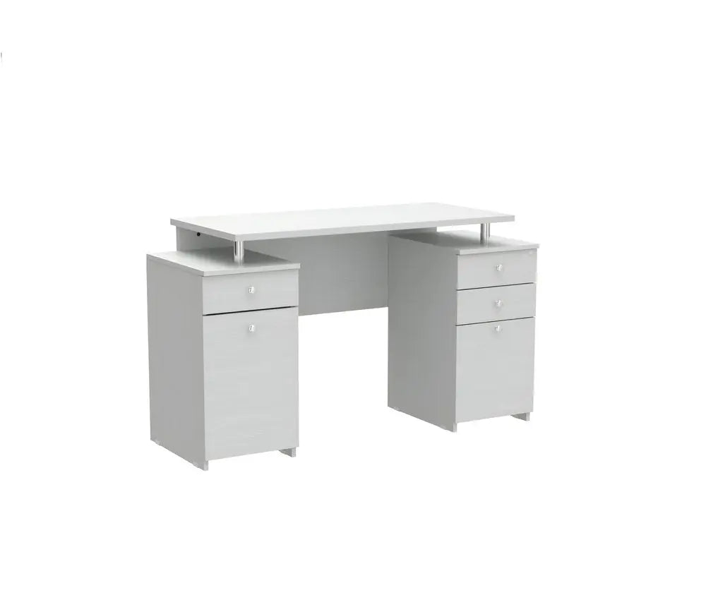 51" White Computer Desk With Five Drawers - NOBLE HOME INTERIORS